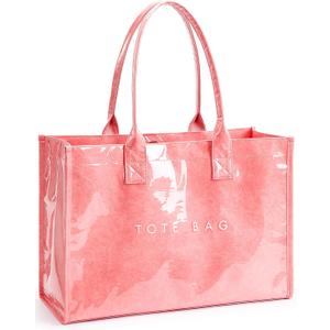 KALIDI PVC Tote Bag Womens Kraft Paper Work Handbags Purses with Top Handle