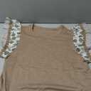 SELINK Womens Summer Ruffle Short Sleeve Top Crewneck T Shirts Floral Trim Casual Blouses Brown-L