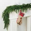 Christmas Norfolk Pine Garland, 2PCS 6Ft Real Touch Artificial Pine Greenery Christmas Garlands for Table Fireplace Wall Home Indoor Outdoor Decoration