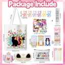 Cat Gifts for Cat Lovers Cat Office Supplies Canvas Tote Bag Spa Headband Cute Sticky Notepad Paper Clips Ballpoint Pen Cartoon Stickers Party Favor for Birthday Christmas Gifts
