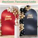 Reversible Glitter Black Red Arch Backdrop Cover 7.2FT, Double-Sided Sequin Shimmer Chiara Cover with Zipper, No Shed Stretchy Spandex Fit for Wedding Birthday Graduation Party Decor