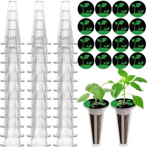 Oliz 50 Pack Hydroponic Grow Baskets with 51PCS Seed Pod Labels Stickers, Replacement Garden DIY Accessories for Most Hydroponic Growing System