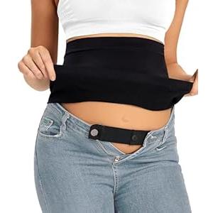 Vahina Belly Bands for Pregnant Women Maternity Belly Band Maternity Jeans Maternity Pants Extender Belly Support Bands for Pregnant Women Jean Extender for Pregnancy (Black M)