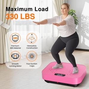 Vibration Plate Exercise Machine, 2025 Upgraded Fitness Vibrating Lymphatic Drainage Full Body Workout Shaker for Weight Loss, Featuring a 330 Lbs Capacity Vibrate Fitness Platform with 8 Modes, Pink
