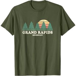 Grand Rapids MI Vintage Throwback Tee Retro 70s Design T-Shirt, Size M