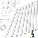 Yecaye Cord Hider, 125In Cord Covers for Wall Mounted TV, White Cable Management Kit, Wire Hiders and Concealer for 3 Cords on Wall, W0.98in H0.51in, White