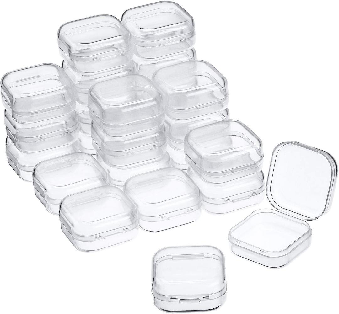 23 Packs Small Clear Plastic Beads Storage Containers Box with Hinged Lid for Storage of Small Items, Crafts, Jewelry, Hardware(2.9 x 2.9 x 1 Inches)