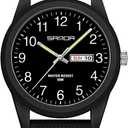Men Women Watch Minimalist Sports 50M Waterproof Luminous Day Date 42mm Lightweight ABS TPU Strap Analog Quartz Casual Everyday Gift (Black)