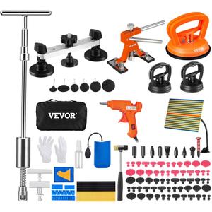 VEVOR 117 PCS Dent Removal Kit, Paintless Dent Repair Kit with Golden Lifter, Bridge Puller, Slide Hammer T-bar Dent Puller, Suction Cup Dent Puller for Auto Body Dents, Hail Damage, Door Ding