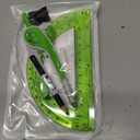 4 x Unjoo Compass for Geometry Set, 6 Inch Protractor, Clear Plastic (Green)