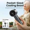 Portable Handheld Turbo Fan, 100 Speeds Adjustable Mini Personal Fan, 4500mAh USB-C Rechargeable Battery Operated, Digital Display, Ultra-Quiet & Durable for Travel, Office, Gym, Outdoor Black