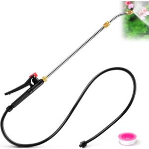 Enhon Pump Action Pressure Sprayer Wand, Retractable 29" Stainless Steel Replacement Sprayer Wand with PVC Replacement Hose & Shut off Valve (16.54 In)