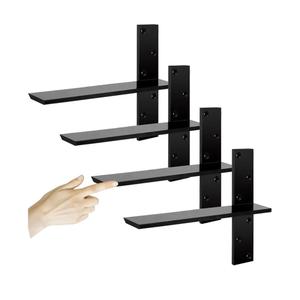 3/8" Thick Heavy-Duty Floating Shower Bench Brackets - 16" L x 2.5" W Wall Mount Bracket, Free Hanging T Shelf Support Brackets for Vanity, Granite Countertops, Dishwashers,Bench Seats (4-Pack)