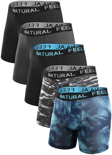 Natural Feelings Mens Underwear Coolzone Boxer Briefs for Men Pack Stretch Performance Quick Dry Sports Underwear, M, 5 Piece