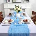 8 Pack Baby Blue Cheesecloth Table Runner 10Ft Spring Gauze Cheese Cloth Table Runner 120 Inch Boho Sheer Rustic Fabric for Holiday Decor Bridal Baby Shower Wedding Home Decoration