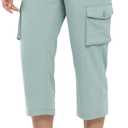 TBMPOY Womens Cargo Capris Lightweight Hiking Pants 6 Pockets Quick Dry Casual Outdoor Trip Loose Shorts Cropped Cotton (Blue, XL)
