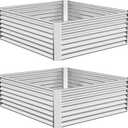 BTDVR 2PCS Galvanized Raised Garden Bed Outdoor, Metal Raised Beds for Vegetables, Above Ground Garden Box for Flower, Steel Garden Bed for Gardening (36x36x10inch(2pcs)-Silver)