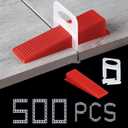 Tile Leveling System 400-Piece Tile Leveling Spacer Clips and 100-Piece Reusable Wedges Tile Leveler Tool Set for Ceramic Tile and Stone Installation (1/16 Inch)