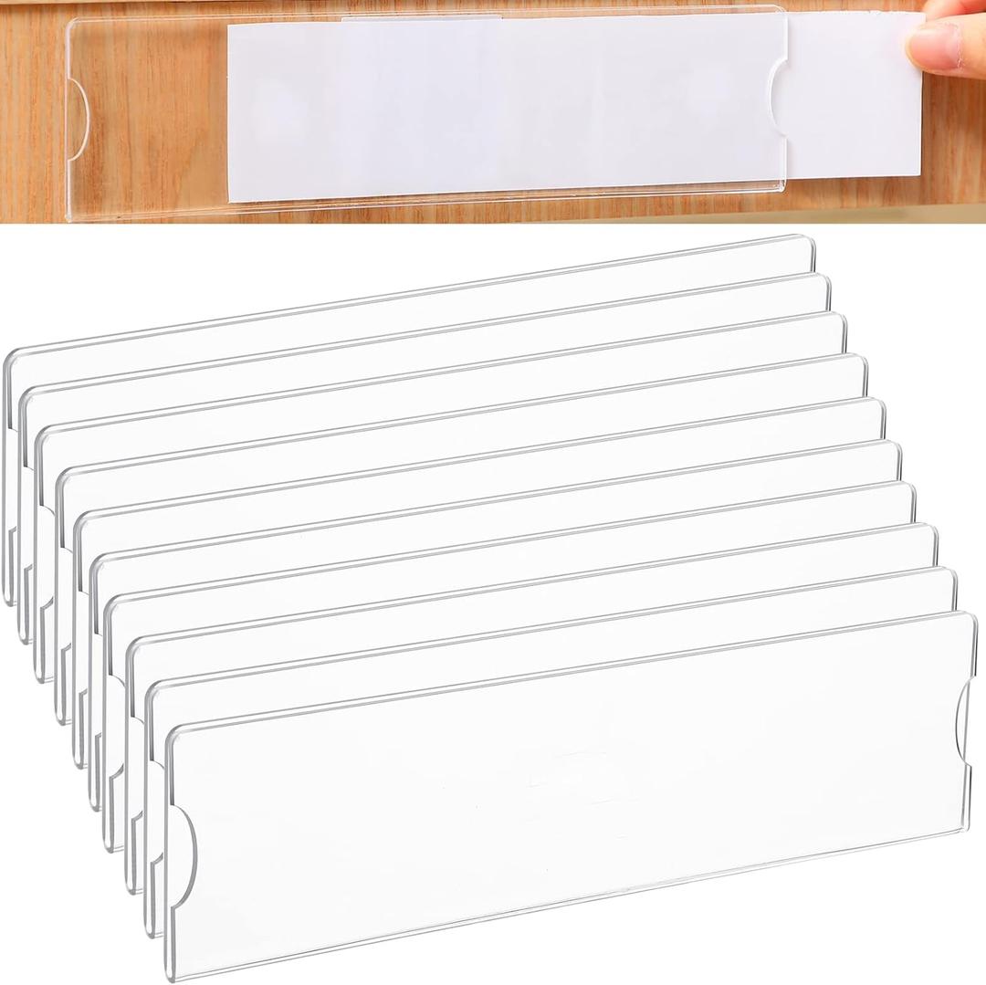 10 Sets Acrylic Name Plate Holder Clear Plastic Sign Frame with Adhesive Tape 2 x 8 Inch Horizontal Wall Plates for Door Office Nameplate Display Trays Home Classroom