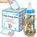 Glenmal 52 Pcs Baby Shower Games Gift Sets Large Baby Bottle for Shower Game Guess How Many Candies Decorations for Gender Reveal(Bear)