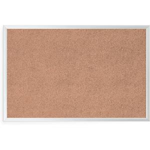 U Brands Cork Bulletin Board, 24" x 18", Silver Aluminum Frame, Industrial Grade Pinning Surface