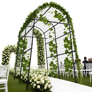 Garden Arch Trellis, 7.5FT Extra Tall Polyethylene-Coated Stainless Steel Garden Trellis for Climbing Plants, Vegetables, Flowers, Outdoor Pergola Arbor Wedding Party Decoration, Cucumber Trellis, Gar (7 horizontal pipe, Black)