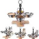 Adjustable Elevated Cat Bowls with Stand, 3 Height Raised Food & Water Bowl Set for Indoor Cats, 4 Stainless Steel Tilted Pet Dishes for Small Dogs, Non-Slip Feeding Station with Anti-Spill Design