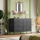 WLIVE Dresser for Bedroom with 6 Drawers, Dresser TV Stand for 50 Inches TV with Metal Frame, Wooden Top, Chest of Drawers, Dresser for Living Room, Hallway, Charcoal Black Wood Grain Print