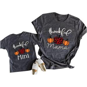Mama and Mini Shirts Mommy and Me Matching Cute T-Shirts Mother and Daughter Son Gifts Tee (Gray, S)