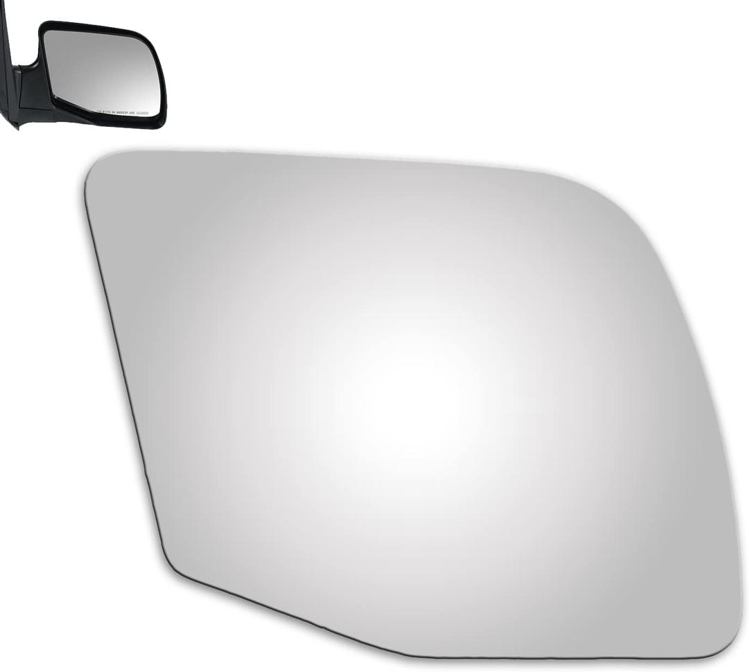 WLLW Mirror Glass for Ford E-150/E-250/E-350/E-450/Econoline E-150/E-250/E-450/E-450 Super Duty Passenger Side Only Right Convex Replacement Glass with Adhesive