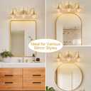 Vintage Bathroom Vanity Light Fixture, 3-Light Antique Matte Brass Finish with Amber Flower-Shaped Glass Shades, E26 Base, 25.2 Inch Over Mirror