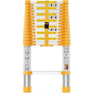 Telescoping Ladder, 15.5FT Aluminum Collapsible Ladder w/Non-Slip Feet, Telescopic Ladders Heavy Duty Ladder for Household, Outdoor Work 330 lbs Load
