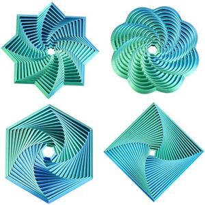 4 Pcs Fractal Fidget Hexagon,3D Printed Stress Relief Sensory Toys for ADHD,Autism,Kids&Adults,Whirling Spiral Design,Colorful Fidget Toy,Perfect for Holiday,Christmas,Birthday Gifts (Count of 1, Blue Green)