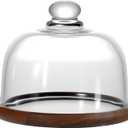 Butter Dish with Lid, 6 inch Clear Glass Domed Cheese Dish with Handle, Large Round Butter Tray with Cover, Cute Dessert Serving Bowl for Table, Kitchen Countertop, Refrigerator