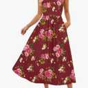 MEROKEETY Women's 2025 Summer Casual Floral Midi Dress Sleeveless Beach Vacation Tank Hawaiian Sundress Size XL