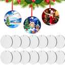 WILLBOND 24 Pieces Sublimation Ornament Blanks Pendants, Personalized MDF Sublimation Christmas Ornament Blanks Double Side for Heat Press Printing with Red String for Christmas Valentines