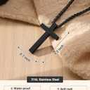 UNGENT THEM Be Strong in Faith  Easter Basket Stuffers 20 Inch Stainless Steel Cross Necklace for Men Teen Boys Christian Christmas Gifts
