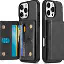 TUCCH PU Leather Case for iPhone 16 Pro Max, Undetachable Wallet Case with [6 Card Holders] [RFID Blocking] Magnetic Closure Anti-Slip Shockproof Protective Phone Cover for iPhone 16 Pro Max, Black