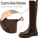 Women's Knee High Boots Fashion Platform Lug Sole Tall Riding Boots Comfortable Stretch Calf Dress Long Boots (8, Brown)