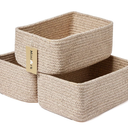Small Storage Baskets for Organizing | Closet Organizer Bins | Shelf Toy Basket | Woven Rope Baskets | Cube Decorative Box | Shallow Basket | 11.5x7.5x4.7” | 3 Packs Mixed Brown