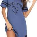 Marvmys Women Nightgowns Short Sleeve Nightshirts Pajama Dress Sleepwears (XX-Large, Blue)