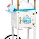 Nostalgia Snow Cone Shaved Ice Machine - Retro Cart Slushie Machine Makes 48 Icy Treats - Includes Metal Scoop, Storage Compartment, Wheels for Easy Mobility - White, Blue