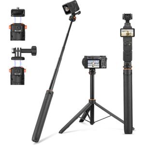 64in Pocket 3 Selfie Stick Tripod for GoPro Camera, Extendable Stand with Quick Release 1/4'' Screw Vlog for DJI Osmo Pocket 3 Action 5 Pro 4 3 for Insta360 X4 X3 X2 for AKASO DSLR Accessories