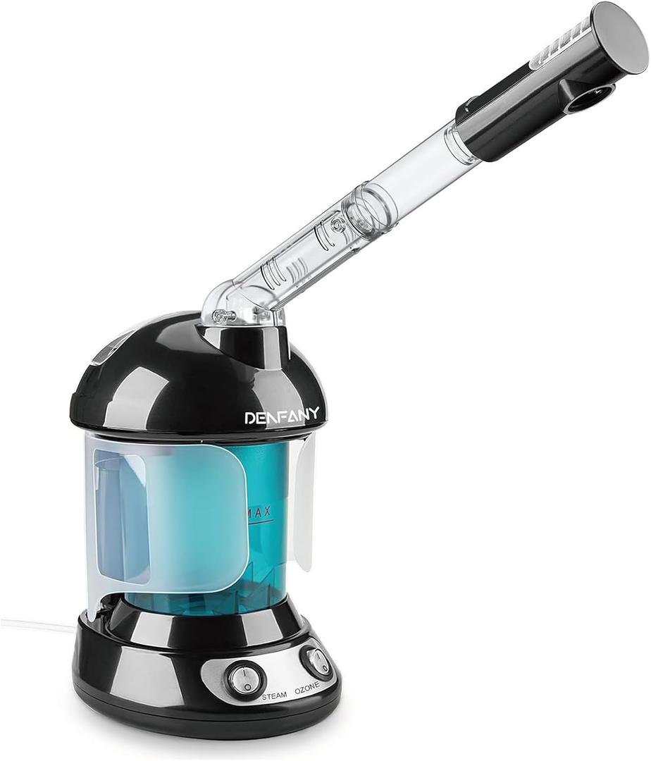 Facial Steamer - DENFANY Nano Ionic Face Steamer with Extendable 360 Rotating Arm - Portable Facial Steamer for Personal Care at Home or Salo (Black)