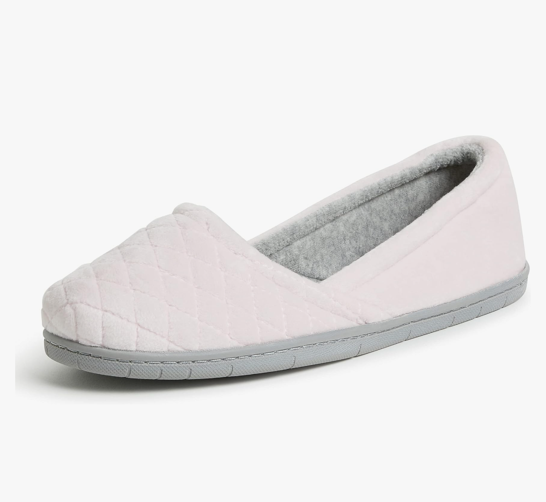 Dearfoams Women's Comfort Memory Foam Indoor Outdoor Katie Slip On Loafer Ballet Slipper 9-10 (Pink)
