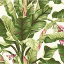 York Wallcoverings Tropics Banana Leaf Removable Wallpaper, White, Light Yellow Dark Green, Brown (Pearl/Brights)