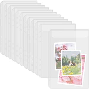 12PCS A5 Binder Pockets,6-Holes Zipperless Cash Envelopes for Budgeting,Clear PVC Savings Challenges Envelopes A5 Binder Pouch Inserts Pages Loose Leaf Bags for Budgeting