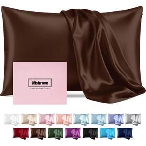 Silk Pillowcase for Hair and Skin Mulberry Silk Pillowcase Soft Breathable Smooth Both Sided Natural Silk Pillowcase with Zipper Beauty Sleep Silk Pillow Case 1 Pack for Gift(Queen,Brown)