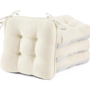 BETU White Chair Cushions for Dining Chairs Set of 4,3.5" Thick Kitchen Table Chair Pads with Ties,Non Slip Backing and Covers, Seat Cushion for Dining Room,Bar,Patio Chairs,16"X16"X3.5",White