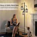 GyroVu Crystal Floor Lamps for Living Room, 3-Light Black Floor Lamp, Standing Tall Lamp with Elegant K9 Crystal Shade & Rotary Switch, Modern Corner Floor Lamp for Bedroom, Home Office, Reading